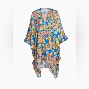 johnny was Paulina kimono Cover Up Top Floral Silk s/m